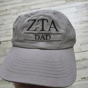 Zeta Tau Alpha Sorority Hat "ZTA Dad" - Gray Adjustable Cotton Gift Parent